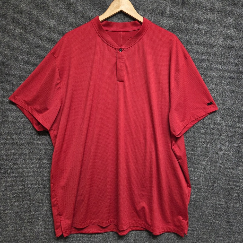 Nike Shirt Mens XXL Red Tiger Woods Blade Collar Golf Performance Stretch Casual